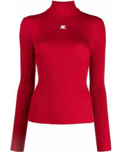Jersey cuello alto con cuello alto de tela jersey Courrèges rojo