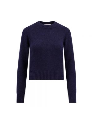 Sweter z długim rękawem z okrągłym dekoltem Ami Paris niebieski