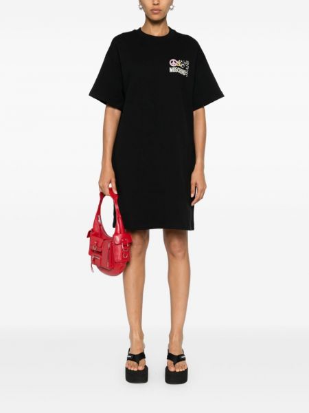 Sukienka t-shirtowa bawełniana z nadrukiem Moschino Jeans czarna