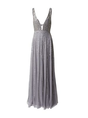 Čipkované večerné šaty s korálky Lace & Beads sivá