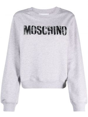 Bavlněná mikina s potiskem Moschino šedá