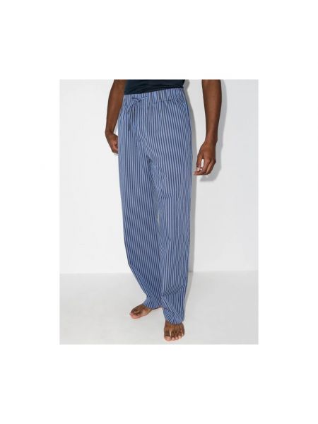 Pantalones de algodón a rayas Tekla azul