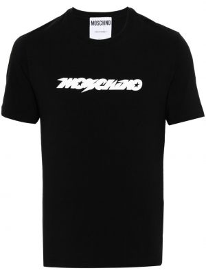 Pamučna majica s printom Moschino crna
