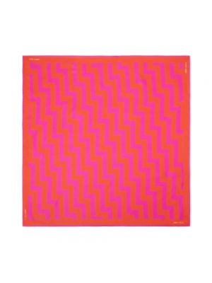 Jedwabna szal z nadrukiem w abstrakcyjne wzory Jimmy Choo różowa