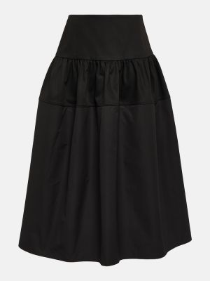Bavlněné midi sukně s vysokým pasem Jil Sander černé