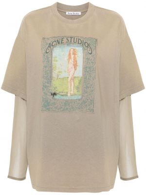 Marškinėliai Acne Studios ruda