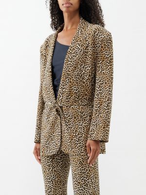 Леопардовый пиджак с принтом оверсайз Norma Kamali коричневый