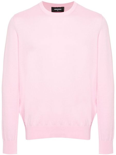 Плетен памучен пуловер Dsquared2 розово