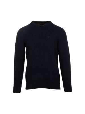 Sweter wełniany w grochy Barbour niebieski