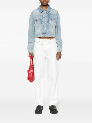 Veste en jean avec poches de motif coeur Moschino Jeans bleu