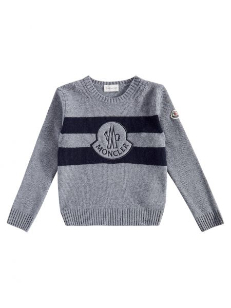 Stripete ull strikkegenser for gutter Moncler Enfant grå