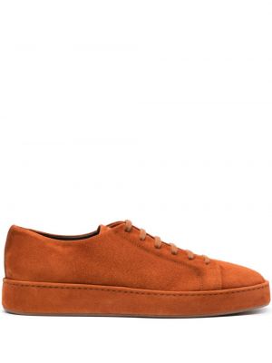 Sneakerși cu șireturi din piele de căprioară din dantelă Santoni portocaliu