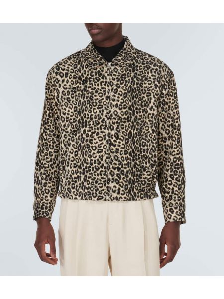 Hodvábna bunda s potlačou s leopardím vzorom Visvim béžová