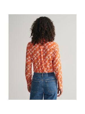 Blusa de seda de algodón Gant naranja