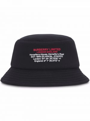 Памучна шапка с принт Burberry черно