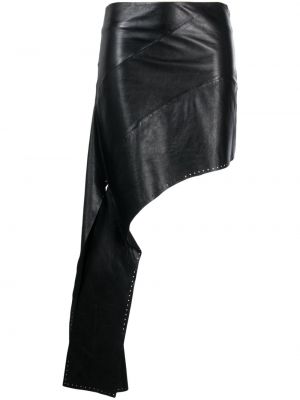 Černé asymetrické kožená sukně Helmut Lang