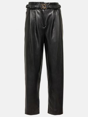 Кожаные брюки из искусственной кожи Veronica Beard черные
