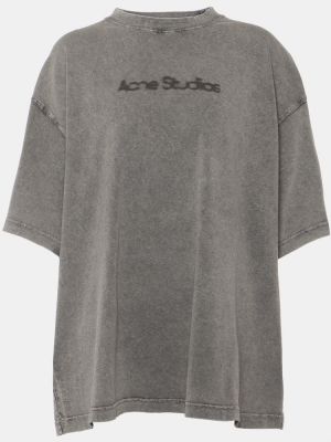 Camiseta de algodón de tela jersey Acne Studios gris