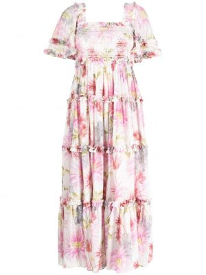 Kvetinové šaty s potlačou Needle & Thread ružová