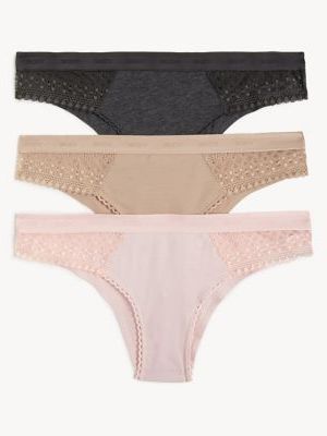 Womens M&S Collection 3pk Cotton with Cool Comfort™ Knickers - Soft , Soft  M&s Collection - Różowy