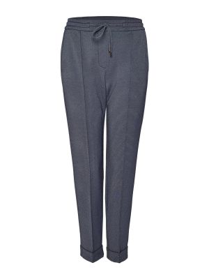 Viskózové skinny nohavice s vysokým pásom s opaskom Opus - modrá