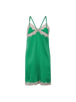 Satynowa sukienka mini w kwiatki koronkowa Love Stories zielona
