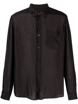 Μεταξωτό πουκάμισο με διαφανεια Dries Van Noten μαύρο