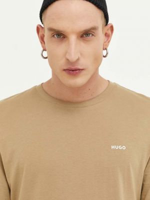 Bavlněné tričko s dlouhým rukávem s dlouhými rukávy Hugo