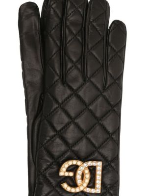 Кожаные перчатки Dolce & Gabbana черные