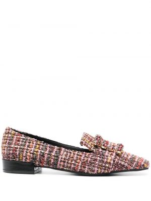 Pantofi loafer fără toc din tweed Roberto Festa roz