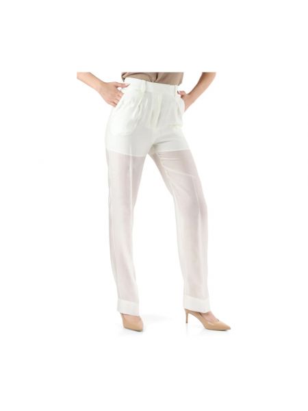 Pantalones rectos con cremallera lyocell Calvin Klein blanco