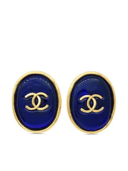 Boucles d'oreilles à boucle Chanel Pre-owned bleu