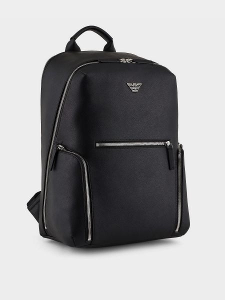 Кожаный рюкзак Emporio Armani черный