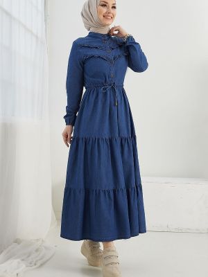Džinsinė suknelė su raukiniais Instyle mėlyna