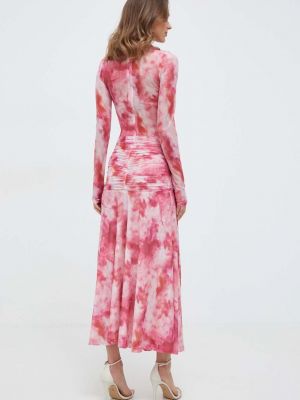 Sukienka długa dopasowana Bardot różowa