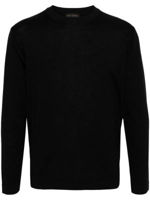 Vlněný svetr z merino vlny s kulatým výstřihem Dell'oglio černý