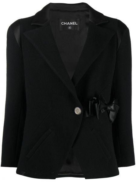 Hedvábné sako s mašlí Chanel Pre-owned černé
