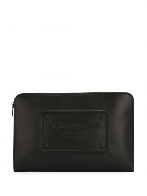 Dabīgās ādas clutch somiņa Dolce & Gabbana melns