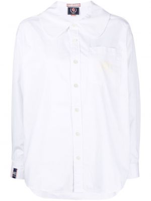 Хлопковая рубашка с воротником :chocoolate, белая