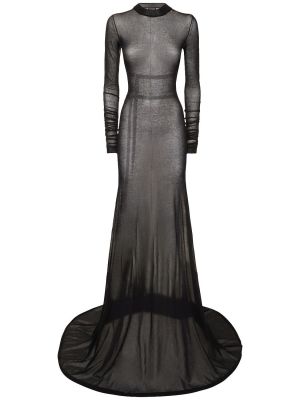 Priehľadné dlouhé šaty Ann Demeulemeester čierna