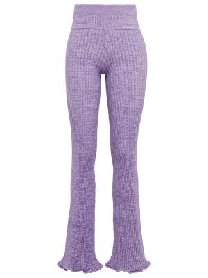 Pantaloni cu picior drept cu talie înaltă Paco Rabanne violet