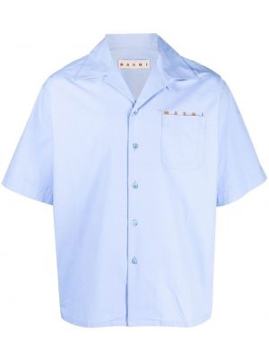 Chemise en coton avec manches courtes Marni bleu