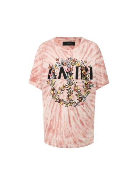 Хлопковая футболка Amiri, розовая