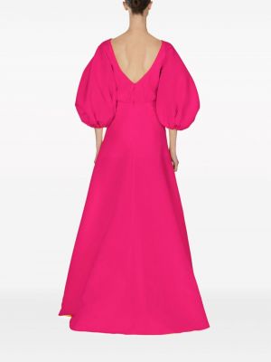 Drapované hedvábné koktejlové šaty Carolina Herrera růžové