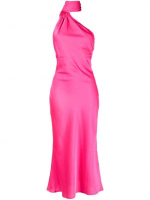 Σατέν μίντι φόρεμα Misha ροζ