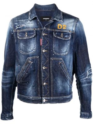 Jeansjacke mit stickerei Dsquared2 blau