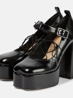 Кожени полуотворени обувки на платформе Simone Rocha черно