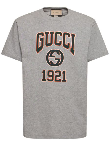 Bavlněné tričko jersey Gucci šedé