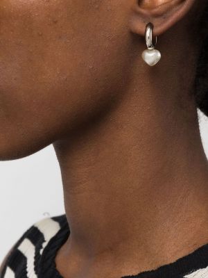 Boucles d'oreilles avec perles à boucle de motif coeur Simone Rocha argenté