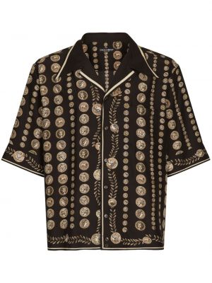 Копринена риза с принт Dolce & Gabbana черно